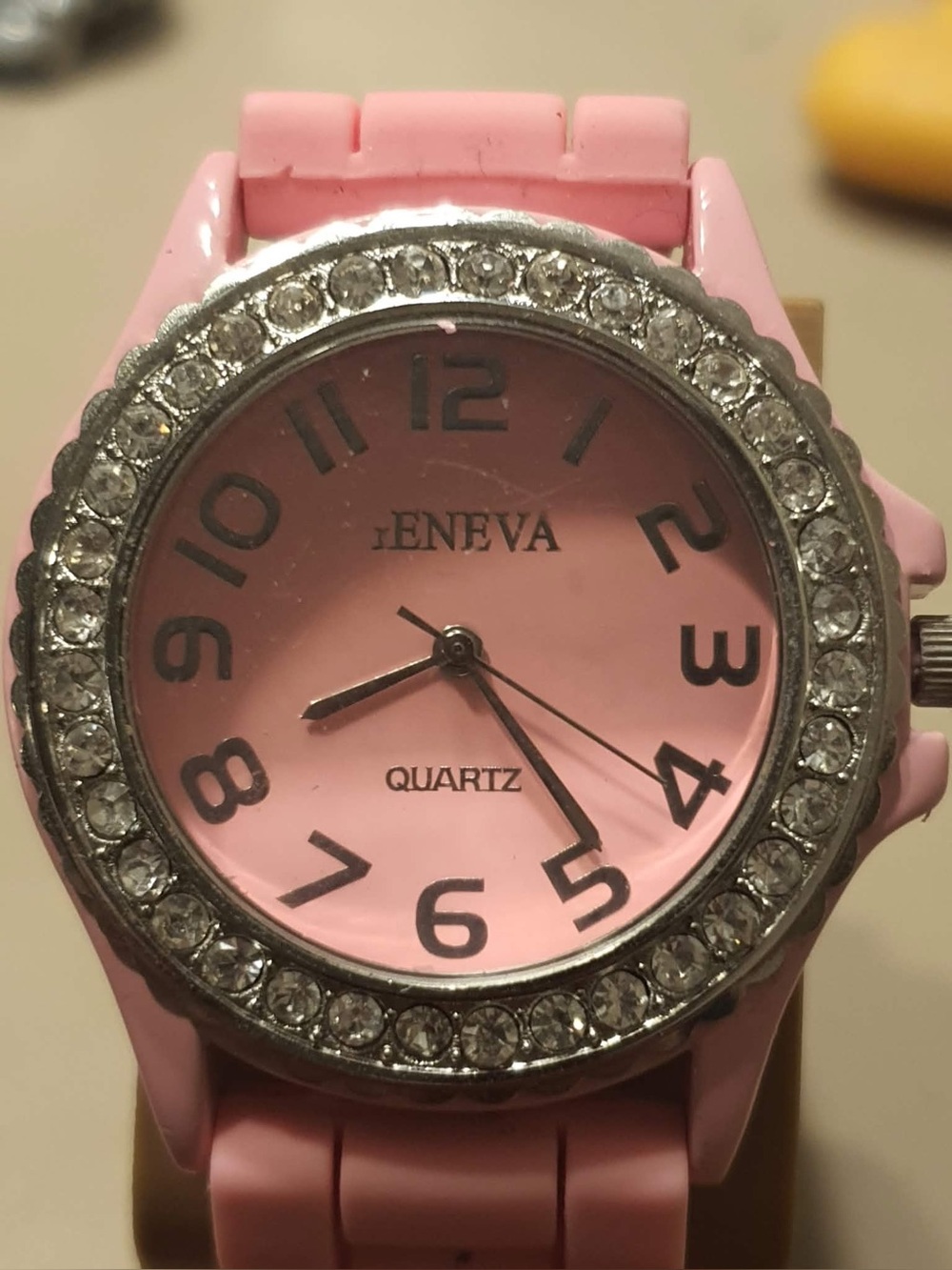 🦋10/$20🦋 Geneva Silver/Pink Rhinestone Silicone Women's Watch